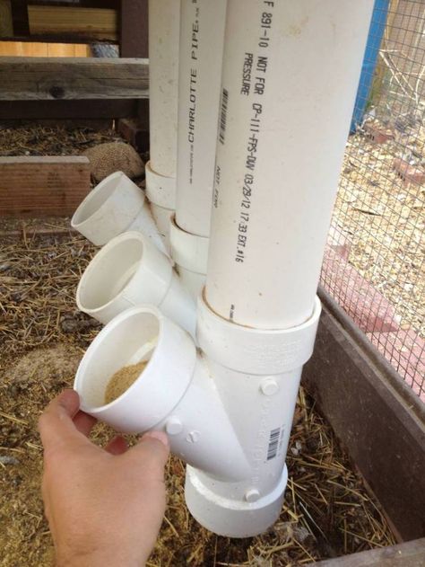 So I put this in the Colorado forum already as that's where I live but wanted to share this with... Diy Chicken Feeder, Pvc Chicken Feeder, Chicken Feeder Diy, Chicken Waterer, Chicken Pen, Chicken Feeders, Urban Chickens, Chicken Feeder, Diy Chicken