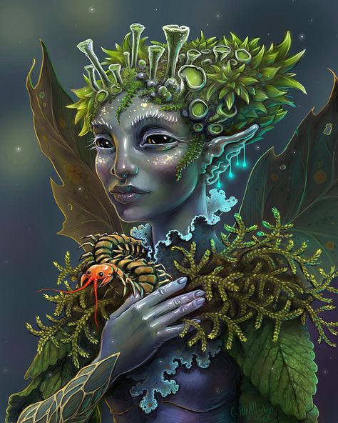 Fae Wild, Faerie Court, Cristina Mcallister, Druid Character, Spirit Woman, Fae Realm, Fairy Painting, Collective Unconscious, Plant Training