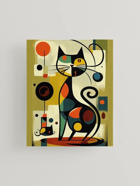 "Mid Century Colorful Cat 15 Abstract Art Print Painting Wall Decor" Mounted Print for Sale by winterkitty88 | Redbubble Mid Century Art Painting, Mid Century Colorful, Modern Cat Art, Art Deco Artwork, Mid Century Cat, Shrink Art, Abstract Face Art, Colorful Cat, Wall Decor Canvas