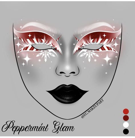 Ghost Of Christmas Present Makeup, Red And White Christmas Makeup, Christmas Makeup Glam, Christmas Gore Makeup, Black Christmas Makeup, Christmas Alt Makeup, Christmas Goth Makeup, Fire And Ice Makeup, Goth Christmas Makeup