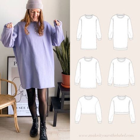 Oversized Sweatshirt Dress, Sweat Oversize, Sew Clothing, Womens Oversized Sweatshirts, Cozy Oversized Sweaters, Sew Ins, Dress Sweater, Sweatshirts Pattern, Diy Sewing Clothes