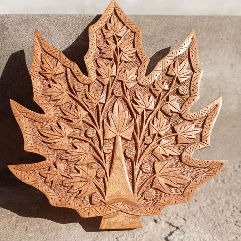 Kashmiri Wooden Leaf Make it your our precious Hand-Made crafted with love wood carved leaf 😍 #kashmirart #ajk #wood #woodcarving #woodlovers #art Wooden Leaf, Wood Carved, Walnut Wood, Wood Carving, Make It, With Love, Hand Made, Carving, Make It Yourself