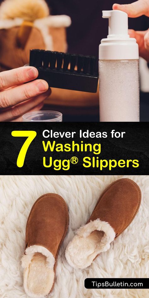 Explore ideas for washing suede and sheepskin slippers like Uggs® to remove a salt stain, water stains, or other tough blemishes. Use everyday items like baking soda, distilled white vinegar, warm water, and corn starch for clean and odor-free Ugg® slippers. #wash #uggs #slippers How To Get Water Stains Out Of Uggs, How To Clean Ugg Slippers, How To Clean Uggs At Home, Clean Uggs At Home, How To Clean Uggs, Ugg Cleaning, Ugg House Shoes, Cleaning Ugg Boots, Cleaning Uggs