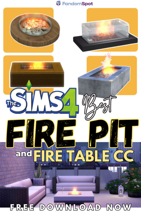 Sims 4 Fire Pit Cc, Sims 4 Fire Cc, Sims 4 Fire Pit, Outdoor Cc Sims 4, Sims 4 Cc Outdoor Furniture, Sims Freeplay Houses, Outdoor Fire Pit Table, Cool Fire Pits, Sims 4 Furniture