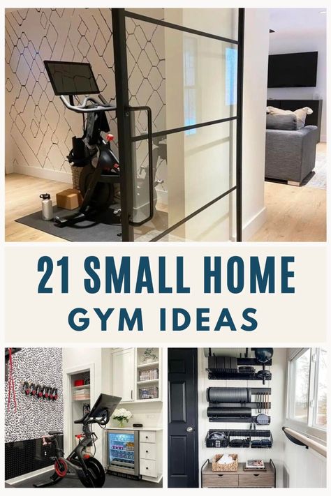 Explore how even the smallest spaces can be optimized for a workout haven with our guide to miniature home gyms that pack a punch. Small Apartment Gym Ideas, Gym And Tv Room, Peloton Space Ideas, Bonus Room With Workout Space, Loft Workout Room, Bedroom To Workout Room, Garage Gym Peloton, Windowless Home Gym, Garage Peloton Gym