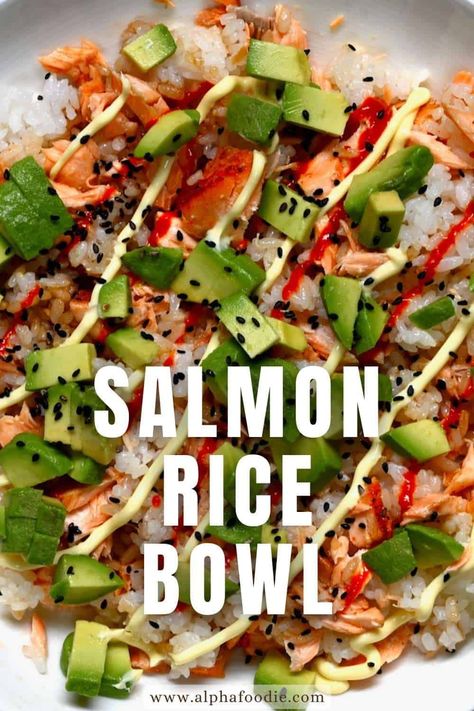 Salmon Sushi Bowl, Avocado Mayo, Kewpie Mayo, Cooked Salmon, Leftover Salmon, Salmon Rice Bowl, Salmon Rice, 5 Minute Meals, Salmon Bowl