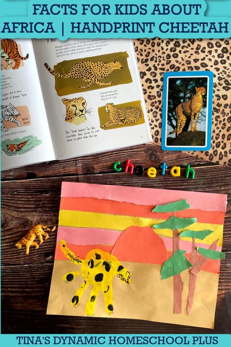 Interesting Facts For Kids About Africa | Cute Handprint Cheetah. Sharing interesting facts for kids about Africa is a great way to introduce or refresh information on this amazing continent. Also, grab more ideas on my post 6 World Wildlife Day Activities to Learn About African Lions. There is much to be learned about Africa as a continent. For, you want to learn about its people, customs, animals, plants, landforms, and the resources that we get from there. It is one of the most diverse places World Wildlife Day Activities, Wildlife Day Activities, Africa For Preschoolers, Africa Lesson Plans Preschool, African Animal Activities For Preschool, Africa Activities, Interesting Facts For Kids, Cheetah Facts For Kids, Homeschooling Elementary