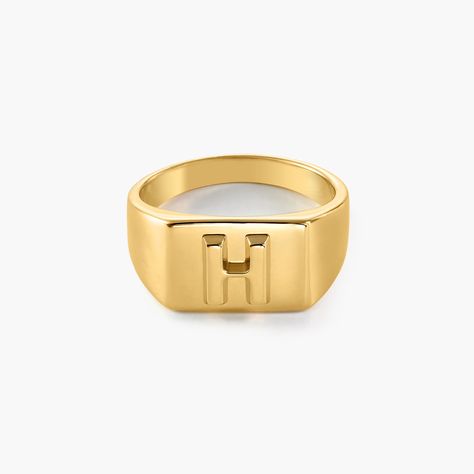 Ayla Square Initial Signet Ring - Gold Plating | Oak & Luna Rings Trendy, Gold Initial Ring, Archangel Raphael, Trendy Rings, Gold Signet Ring, Trendy Ring, Initial Ring, Square Rings, Rings Fashion