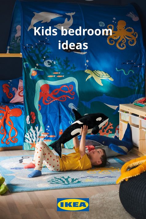 Turn your kid’s room into a world of wonder with these ocean bedroom ideas. Under The Sea Bedroom Kids, Kids Ocean Bedroom, Ocean Bedroom Kids, Ocean Bedroom Ideas, Beach Theme Bedroom, Ocean Inspired Bedroom, Kids Bed Tent, Ocean Room Ideas, Ocean Kids Room