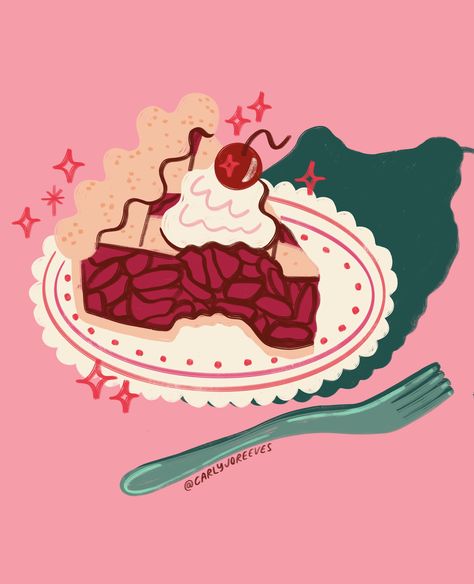 artwork by @carlyjoreeves​​​��​​​​​​   #Illustration #Artwork #DigitalArt #Drawing #ArtOfTheDay #IllustrationArt #ArtInspiration #CreativeProcess #ArtistOnPinterest #VisualArt #ArtGallery #IllustrationOfTheDay #ArtCommunity #InstaArt #ArtisticExpression #Sketchbook #IllustrationArtist #art #artlicensing #illustration #piday Cherry Pie Illustration, Food On Table Drawing, Apple Pie Illustration, Pie Sketch, Jelly Packaging, Packaging Moodboard, Teacup Illustration, Pie Illustration, Ios Setup