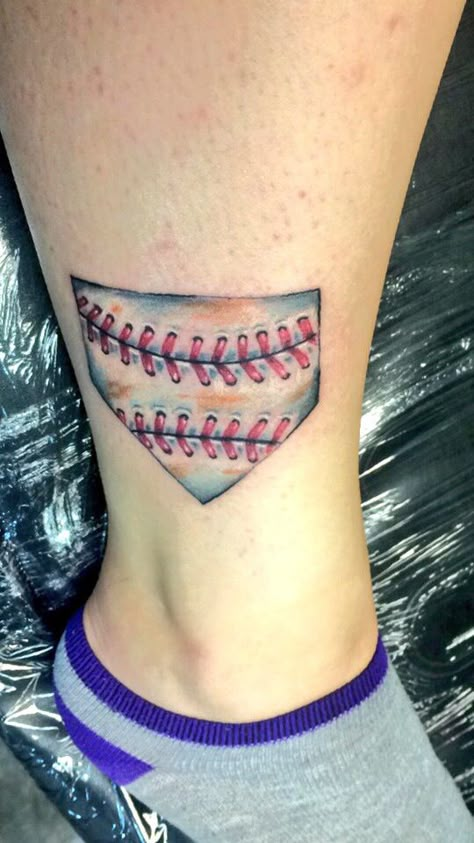 Home plate softball tat⚾️❤️  #softball #tattoo #homeplate Softball Tattoo Ideas, Softball Tattoos, Baseball Tattoo, Baseball Tattoos, Tattoo Shading, Airbrush Tattoo, Baseball Catcher, Pregnant Photo