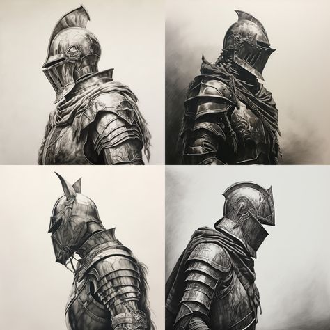 Knight Armor Drawing, Knight Side View, Knight Side Profile, Armor Side View, Knight Helmet Drawing, Armor Drawings, Knight Sketch, Knight Oc, Arrow Painting