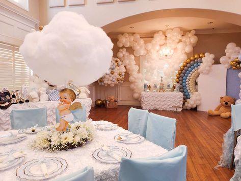 Angel Birthday Party, Cloud Baby Shower Theme, Indian Baby Shower Decorations, Angel Heaven, Angel Baby Shower, Angel Birthday, Indian Baby Showers, Bear Baby Shower Theme, Baby Shower Souvenirs