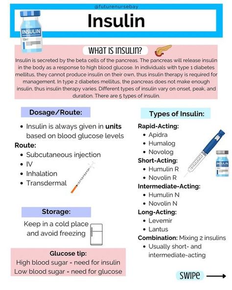 Insulin Therapy, Types Of Insulin, Paramedic School, Nursing Information, Nursing School Essential, Nurse Study Notes, Nursing Mnemonics, Nursing Student Tips, Pharmacology Nursing