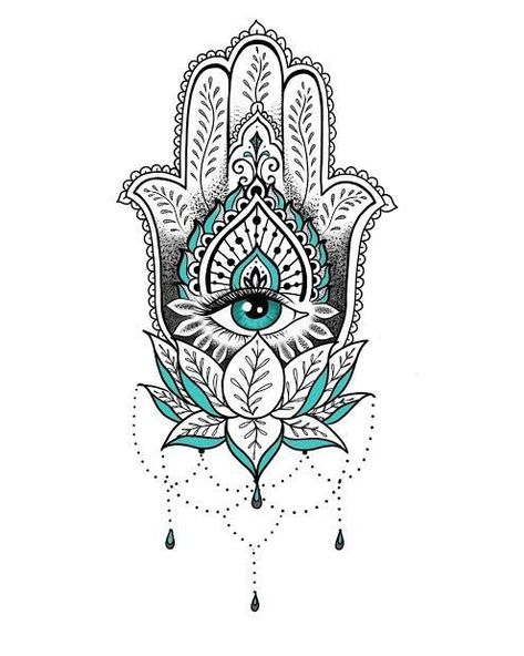 Hand Of Hasma Tattoo Evil Eye, Feminine Hamsa Tattoo, Hamsa Hand And Lotus Flower Tattoo, Hamsa Hand Back Tattoo, Hamsa Tattoo With Lotus, The Hand Of Fatima Tattoo, Hamsa Hand With Lotus Flower, Hamza Hand Tattoo Design, Fatima Hand Tattoo Design