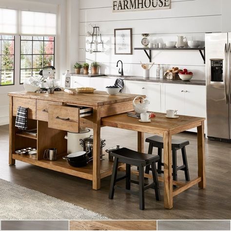 Extendable Kitchen Island, Table Island, Unique Kitchen Design, Rustic Kitchen Island, Modern Kitchen Island, Kitchen Island With Seating, Casa Container, Island With Seating, Unique Kitchen