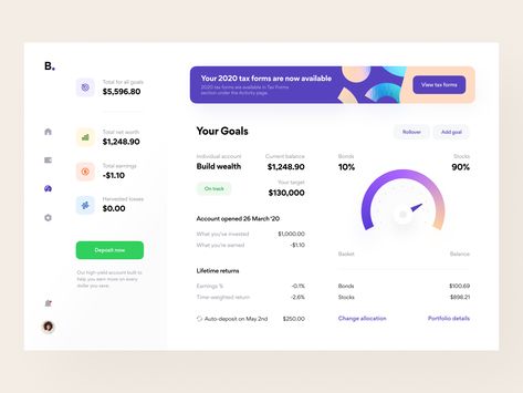 Investing platform: Portfolio by Vladimir Gruev for Heartbeat Agency on Dribbble Student Apps, Webpage Design, Dashboard Design, Ui Design Inspiration, Investment Portfolio, How To Design, Mobile Ui, Financial Advisors, Show And Tell