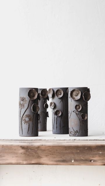 Clay Bodies, Surface Decoration, Modern Pottery, Clay Vase, Black Clay, Modern Vase, Ceramic Studio, Dark Matter, Ceramic Artists