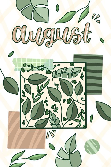 August Scrapbook Ideas, August Doodles Bullet Journal, August Journal Cover, August Journal Ideas, Month Drawings, August Doodles, August Scrapbook, August Cover Page, Bullet Journal Month Cover