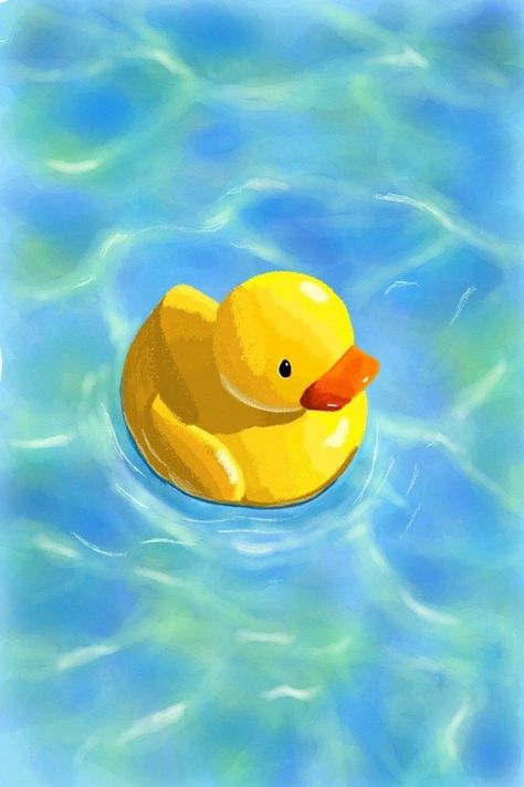 Things To Paint Realistic, Duck In Water Painting, Duck Oil Pastel, Yellow Duck Painting, Duck Painting Cute, Rubber Duck Painting Acrylic, Rubber Duck Painting Ideas, Painting Ideas On Canvas Yellow, Rubber Ducks Aesthetic