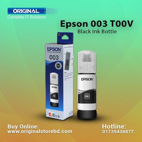 Epson 003 T00V Black Ink Bottle Ink Bottle, Ink Printing, Echo Dot, Toner, Printer, Buy Online, Technology, The Originals, Electronic Products