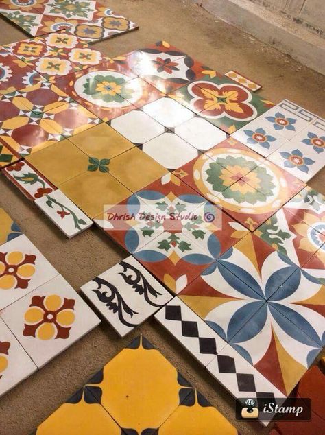 Handmade tiles from Athangudi tile factory, karaikudi Chettinad Tiles, Home Tiles Design, Athangudi Tiles, Best Home Design, Indian Interiors, Indian Home Design, Ethnic Home Decor, Bathroom Tile Designs, Tiles Design