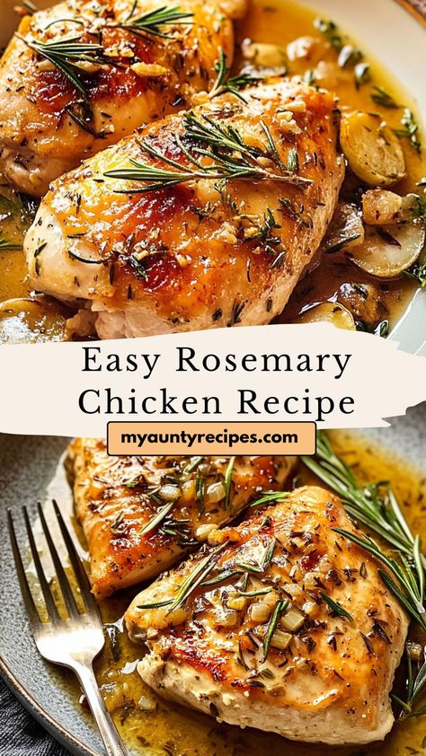 Savor the earthy flavors of rosemary in this effortless chicken recipe! Juicy, perfectly seasoned chicken breasts are seared and baked for a simple, aromatic meal that tastes like fall in every bite. Serve with roasted vegetables or potatoes for a comforting, no-fuss autumn dinner idea. Baked Rosemary Chicken Breast, Chicken Dinner Party Recipes, Roasted Chicken Breast Recipes, Chicken Pieces Recipes, Juicy Chicken Breast Recipes, Roast Chicken Seasoning, Flavorful Chicken Breast Recipes, Chicken Breast Recipes Dinners, Rosemary Chicken Recipe