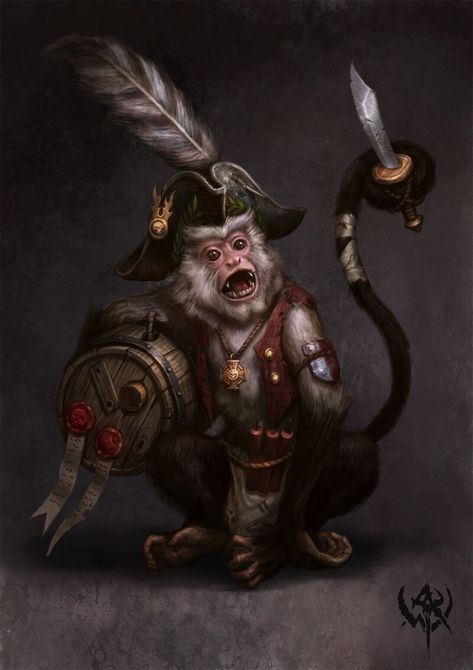 ArtStation - Warhammer Online（2009）, ji zhang Pirate Monkey Art, Fantasy Pirates Art, Monkey Character Art, Dnd Monkey, Dnd Pirate Character Design, Dnd Pirate Art, Pirate Fantasy Art, Fantasy Monkey, Pirate Monster