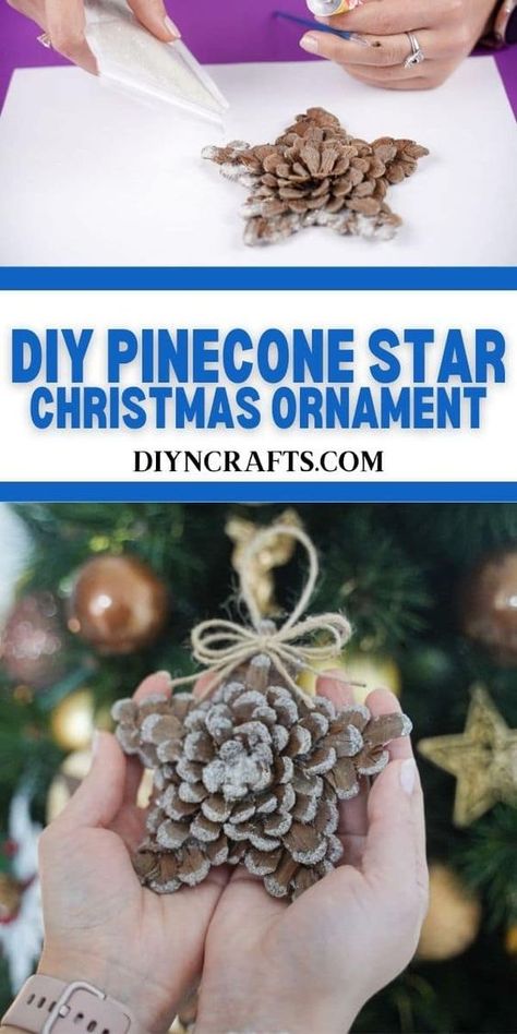 This easy to make pinecone star Christmas ornament is a fun rustic look that is easy to customize with your own unique style! Pinecone Crafts Christmas, Christmas Wreaths Ideas, Easy Christmas Ornaments, Diy Pinecone, Diy Christmas Ornaments Easy, Diy Christmas Wreaths, Wreaths Ideas, Handmade Christmas Crafts, Star Christmas