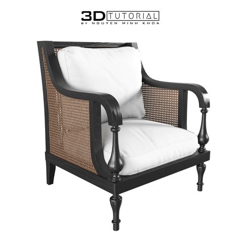 Download Free 3D Indochine Armchair Model By Nguyen Minh Khoa Tea Space, Thai Modern, Indochine Interior, Hotel Room Interior, Classic Armchair, Neon Room, Master Room, Home Addition, Green Chair