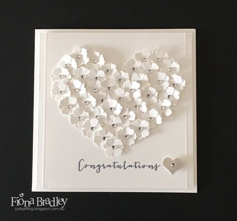 Congratulations - love heart flowers - wedding - engagement - Stampin' Up! - Just Spiffing by Fiona Bradley Homemade Wedding Cards, Wedding Shower Cards, Wedding Day Cards, Daisy Cards, Heart Flowers, Wedding Cards Handmade, Beautiful Handmade Cards, Wedding Anniversary Cards, Engagement Cards