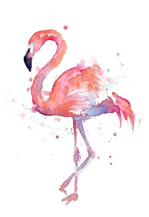 Flamingo Watercolor Painting Art Print Giclee by OlechkaDesign Flamingo Watercolor, Flamingo Art Print, Flamingo Wall Art, Flamingo Painting, Flamingo Love, Flamingo Art, 수채화 그림, Facepaint, Arte Animal