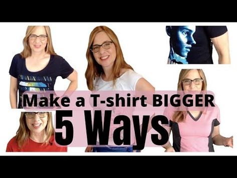 Make a T-Shirt BIGGER: 5 WAYS - YouTube Altering Clothes Bigger, Catherine Sews, Repurposing Clothing, T Shirt Remake, Shirt Alterations, Pattern Alterations, Altered T Shirts, Shirt Craft, Remake Clothes