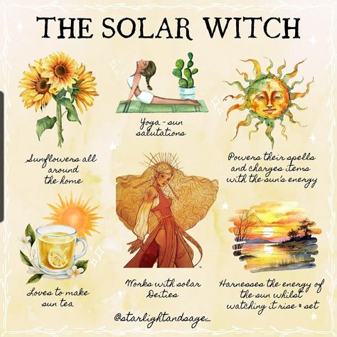 Solar Witch, Types Of Witches, Spirit Magic, Witchcraft Altar, Nature Witch, Sun Worship, Green Witchcraft, Wiccan Magic, Witch Spirituality