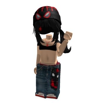 Y2k Roblox Avatars Without Headless, Roblox Brain Head Outfits, Roblox Avatar Ideas Y2k Emo, Roblox Spiderman Outfit, Spiderman Roblox Avatar, Headless Roblox Outfits, Brown Hair Roblox Id, Spiderman Girl, Spiderman Outfit