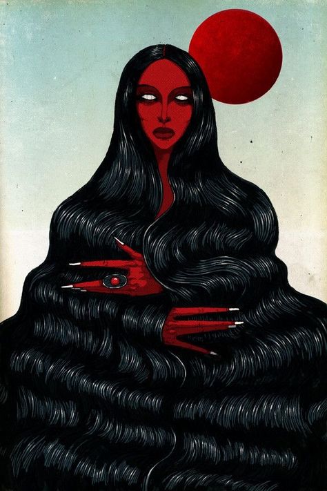 Long Black Hair, Long Black, Black Hair, A Woman, Hairstyles, Red, Hair, Black, Art