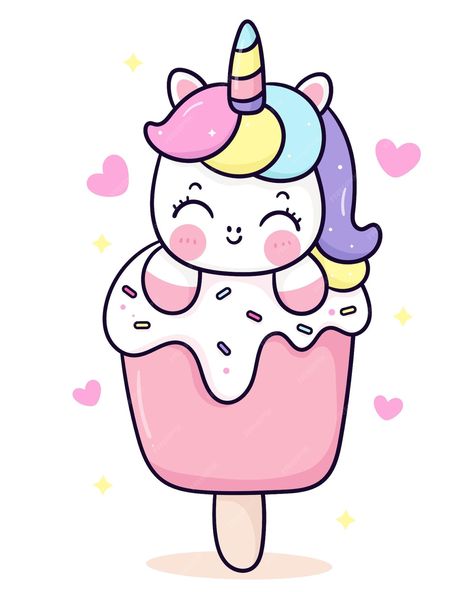 Lindo unicornio aspersor helado kawaii dibujos animados | Vector Premium Unicorn Ice Cream Drawing, Cute Colourful Doodles, Cute Ice Cream Drawings Kawaii, Cute Drawings For Kids Kawaii, Ice Cream Cartoon Drawing, Unicorn Pictures Cute Cartoon, Cute Drawings Food, Cute Unicorn Drawing, Cute Ice Cream Drawing