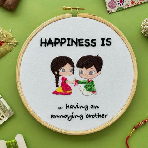 IT'S FINALLY OUT !.... The cutest rakshabandhan gifs for your annoying yet loving siblings 😍🥰. . Dm for direct order 🎁🥳 . . #rakshabandhangifts #memories💕 #embroideryhoopart #handembroidery Raksha Bandhan Gifts, Embroidery Hoop Art, Embroidery Hoop, Hand Embroidery, Embroidery Designs, Embroidery, Instagram, Design