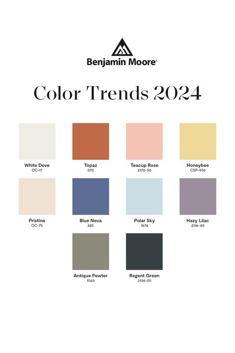 Benjamin Moore Color Palette, Palette Design, Color Trends Fashion, Benjamin Moore Colors, 2024 Color, Color Palette Design, Trends 2024, Paint Colors For Home, Blog Design