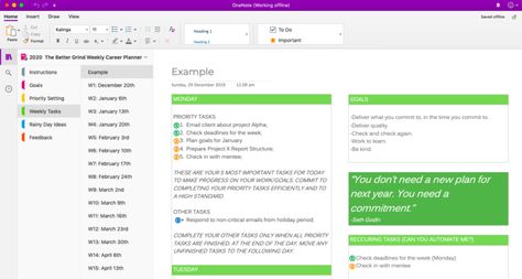 OneNote Planner Template for Professionals - The Better Grind One Note Task Management, Microsoft Planner Templates, Onenote To Do List Template, Onenote Meeting Notes Template, Onenote For Work, Onenote Planner Templates Free, Onenote Planner Ideas, Microsoft Onenote Templates, Onenote Planner