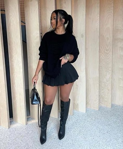 Sheena Nachae''s Amazon Page Black Skirt Outfits, Boujee Outfits, Looks Black, Streetwear Fashion Women, All Black Outfit, Baddie Outfits Casual, Fall Fashion Outfits, Looks Style, Lookbook Outfits