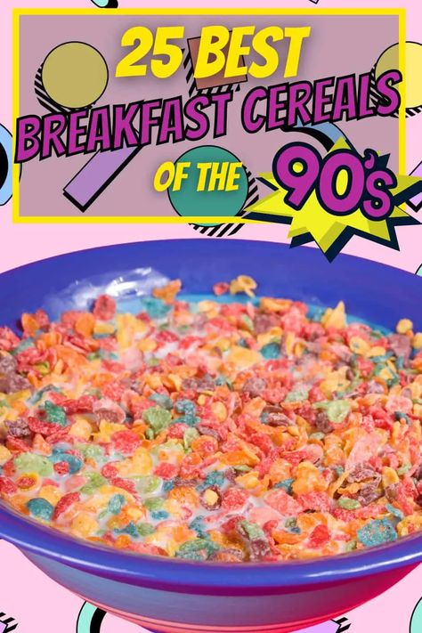 If you grew up during the 1990s you probably grew up having a dizzying variety of sugary cereals for breakfast; all fortified with vitamins and minerals that only a mom would care about... . #cereal #breakfast #saturdaymorningcartoons #90s #90skids #retrofood #nostalgia #retrokid #retrolovers #throwback #goodolddays #wheniwasakid #childhoodmemories Strawberry Cereal, 70s Food, 80s Food, Berry Cereal, Best Cereal, Cereal Brands, Honey Nut Cheerios, Cookie Crisp, Oat Cereal