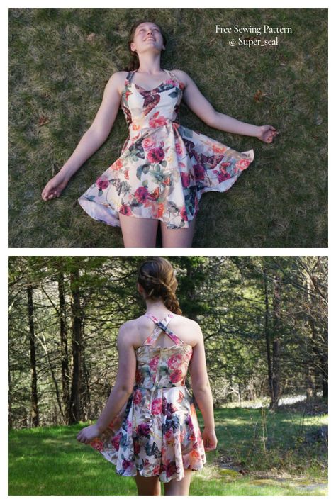 Fabric Summer Dress Free Sewing Pattern | Fabric Art DIY Sun Dress Pattern Free Womens, Sundress Sewing Patterns Free, Summer Dress Free Pattern Sewing, Halter Dress Sewing Pattern Free, Diy Sundress Pattern, Free Sundress Pattern, Summer Dress Sewing Patterns Free, Sundress Pattern Free, Halter Top Sewing Pattern Free