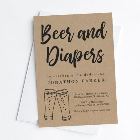 Beer & Diaper Party - Daddy, Guy, Men Baby Shower Invitation Beer And Diaper Party, Baby Shower For Men, Gender Neutral Invitations, Diaper Party, Baby Shower Gender Neutral, Gender Neutral Baby Shower Invitations, Beer Girl, Creative Gifts For Boyfriend, Beer Party