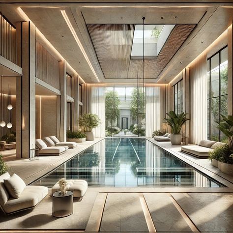 Experience the epitome of luxury with our photorealistic 3D renderings. Transforming high-end interior spaces like this stunning indoor pool into your next masterpiece. From New York to Los Angeles, our renderings bring your vision to life. 🌟💧 #3drendering #interiordesign #luxuryhomes #renderingservices #architecture #interiorarchitecture #luxurydesign #interiorrendering #designinspiration #realestatedesign #architecturalvisualization #renderings #luxuryliving #3dvisualization #archviz #inte... Indoor Endless Pool, Residential Indoor Pool, Layering In Interior Design, Modern Indoor Pool, Indoor Swimming Pool Design Luxury, Luxury Indoor Pool, Indoor Swimming Pool, Home Pool, Pool Indoor