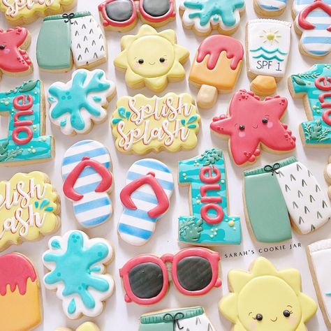 Splash First Birthday Party, Splashing Into One Birthday, Splish Splash 1st Birthday Bash, Toddler Splash Party, Summer Bash Party Ideas Kids, One Big Splash Birthday, Pool Party 3rd Birthday, Splash Splash Birthday Bash, Last Splash Cookies