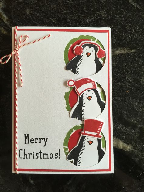 Card with stamps from Stampin up snow place Snow Place Stampin Up Cards, Stampin Up Snow Place Cards, Stampin Up Snow Place, Dyi Christmas Cards, Penguin Cards, Snow Friends, Snow Place, Create Christmas Cards, Owl Punch