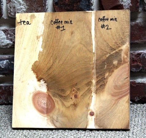 Making Wood Stain that's homemade, chemical-free, and natural How To Stain Wood With Coffee, Staining Wood With Coffee, Coffee Stained Wood, Coffee Wood Stain, Stain Wood With Coffee, Homemade Wood Stains, Natural Wood Stain, Craft Jobs, Diy Wood Stain