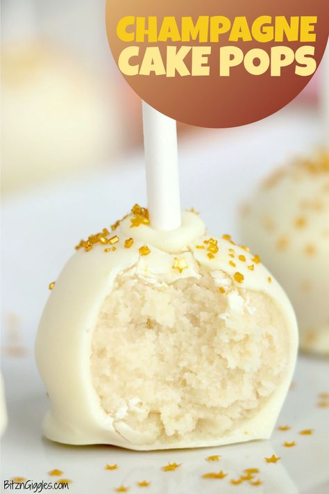 Cake Pop Designs Wedding, Champagne Cake Pops, Frozen Cake Pops, Cake Pop Flavors, Sparkly Cake, Cake Ball Recipes, Cake Ball, Champagne Cake, Ball Recipes