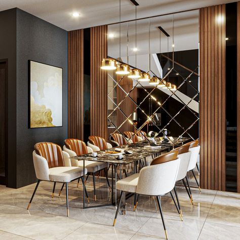 https://www.shutterstock.com/g/Mahamerutechnoart White Brown Living Room, Dining Room Mirror Wall, Dining Room Interior Design, Dining Room Design Luxury, Dining Area Design, Marble Mirror, Living Room And Kitchen Design, Dining Table Design Modern, Dining Room Interior